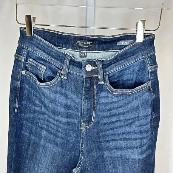Judy Blue Size 5/27 Flare Dark Wash Blue Jeans Casual Stretch Figure Flattering - Picture 7 of 15